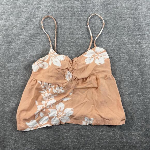 Volcom Strappy Womens Tank Top Pink Floral Flowy Size Medium - Picture 1 of 8